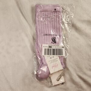 NWT Victoria's Secret PINK Silky Soft Purple Bow Bling Crew Socks - Coquette